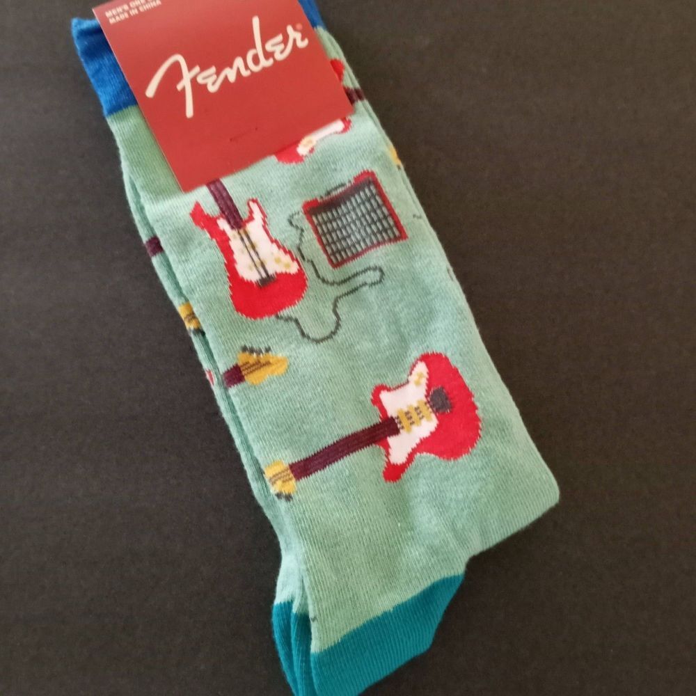 Fender Guitar Socks Licensed Music Band Novelty Calf BRAND NEW Men Shoe 7-12